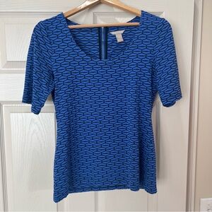 Banana Republic Top Blouse Size Small Blue and Black Pattern Business Su…